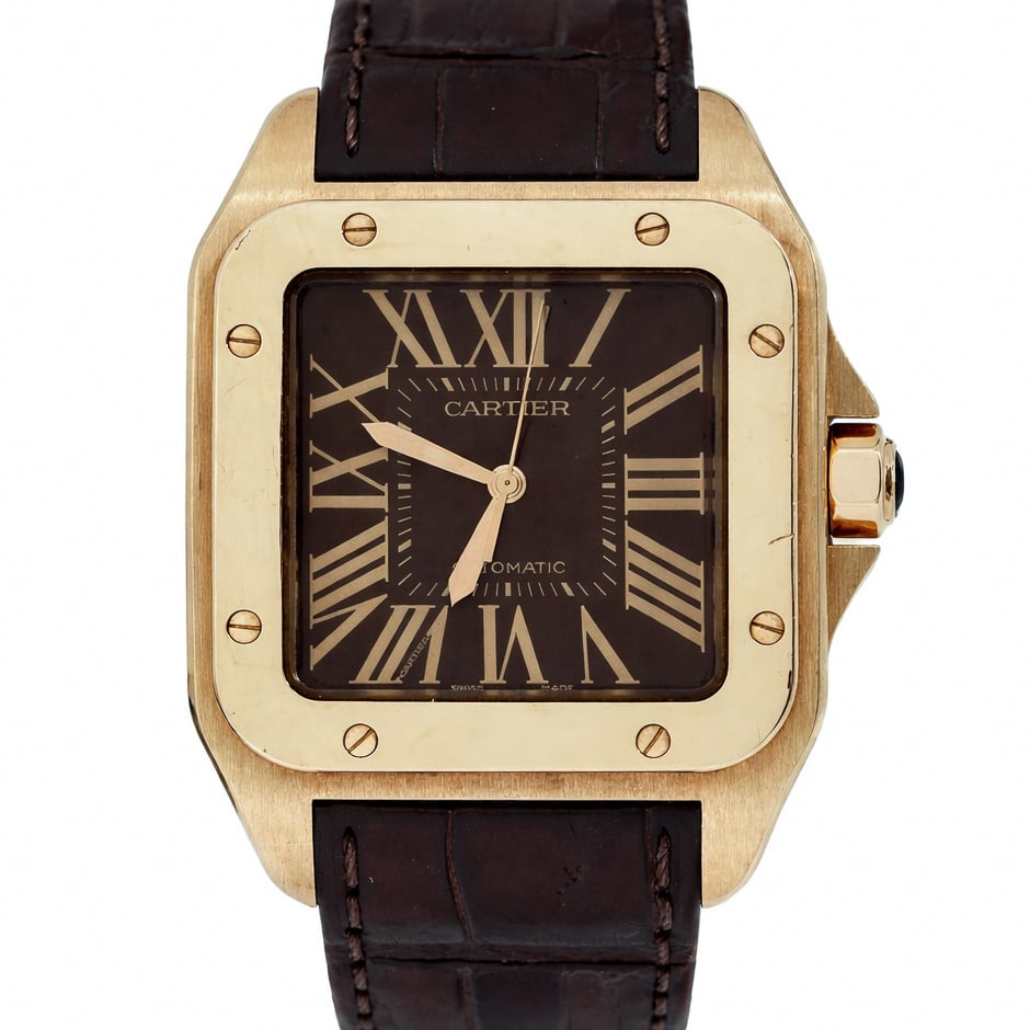 Cartier “Santos 100" 18k Gold Automatic Watch REF#91028MX (1 of 16)