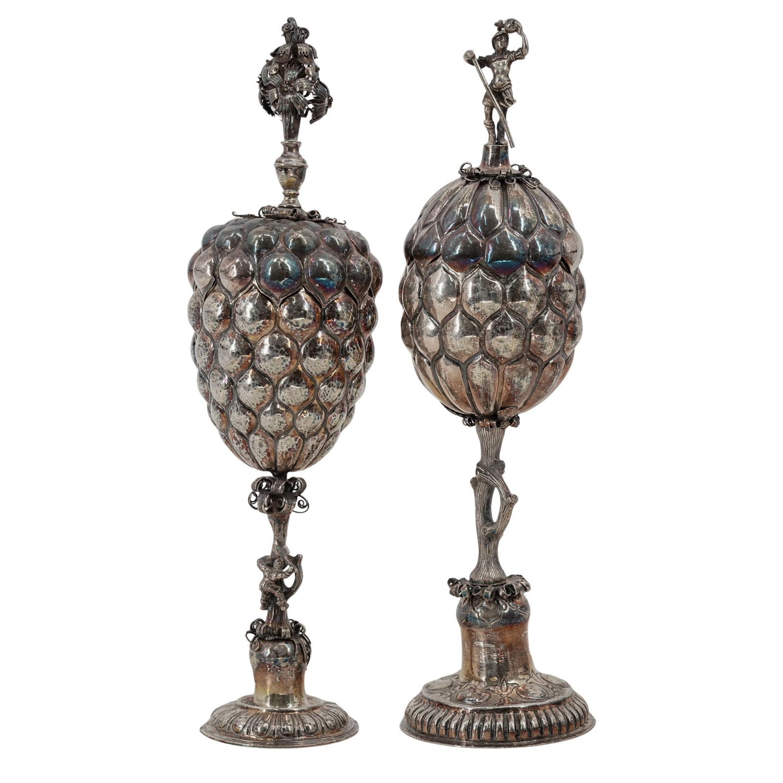 Pair Antique German Silver Ananaspokal Cups (1 of 10)