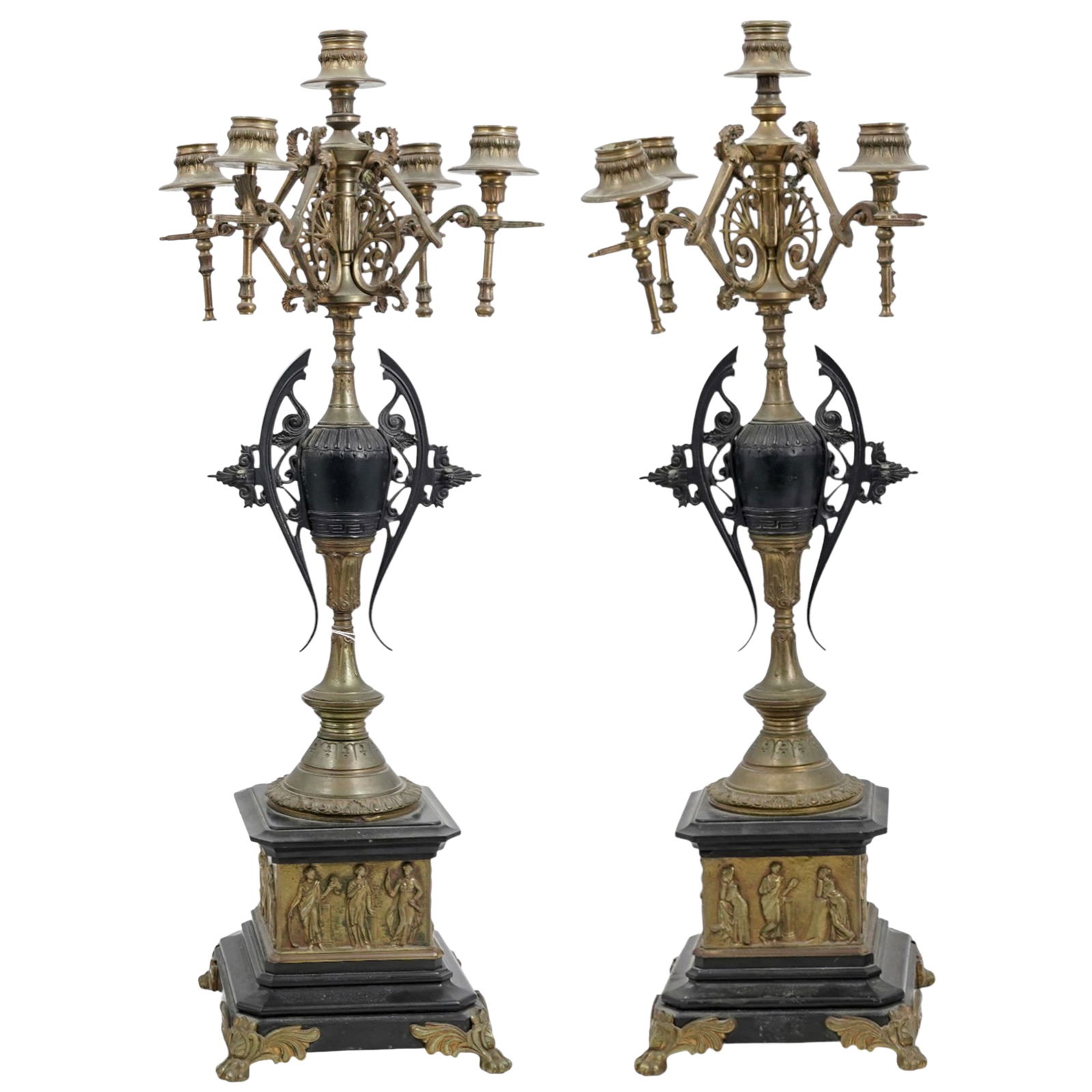 Pair of French Napoleon III Gilt & Patinated Bronze Candelabras (1 of 9)