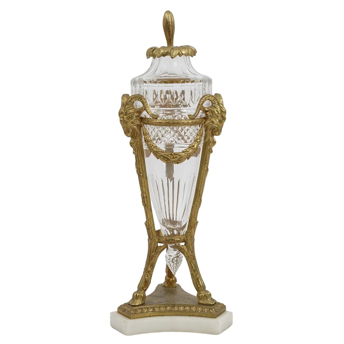 Antique French Empire Gilt Bronze Cut Crystal Urn (1 of 5)