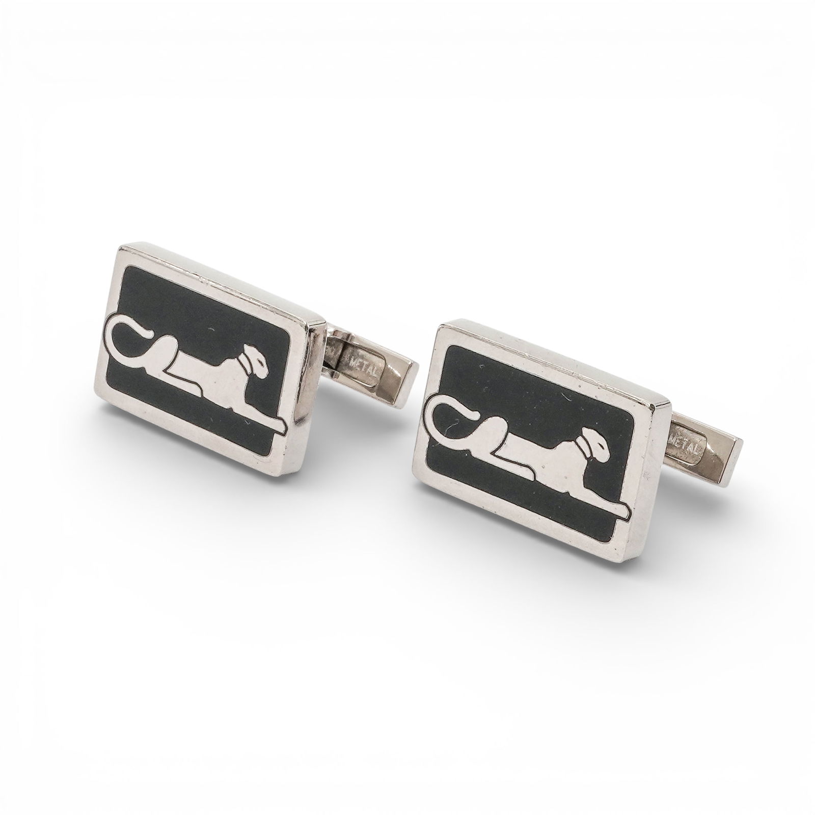 Cartier "Panthere" Sterling Silver & Enamel Cufflinks (1 of 11)