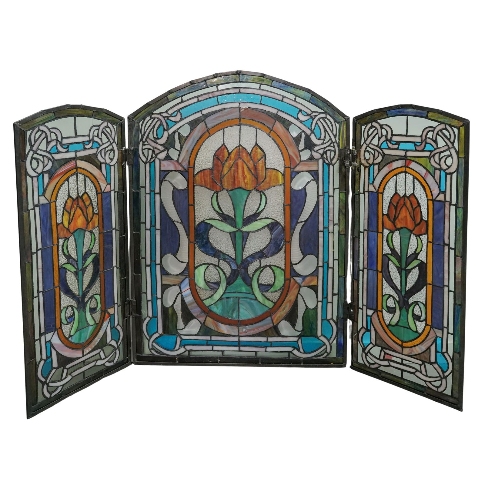 Tiffany Style Art Nouveau Stained Glass Fireplace Screen (1 of 8)