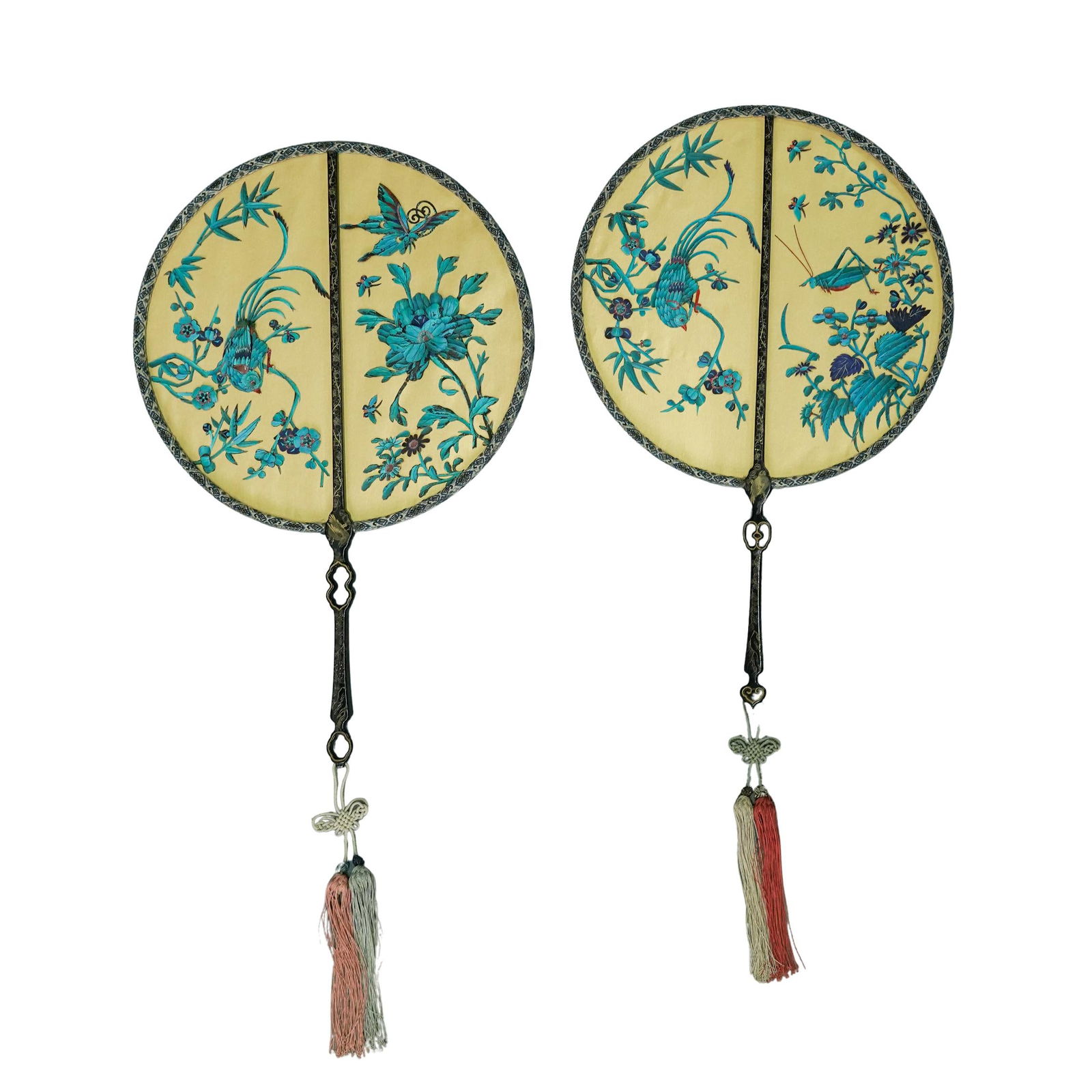 Chinese Qing Kingfisher Mounted Lacquered Fans (1 of 7)