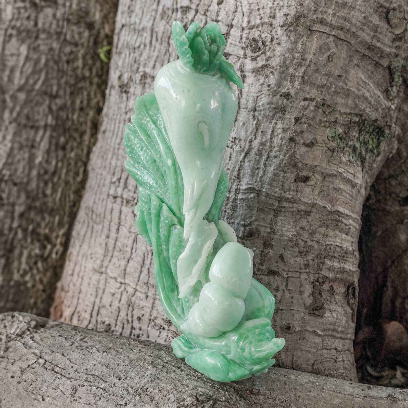 Large Chinese Carved Jadeite Cabbage (1 of 6)