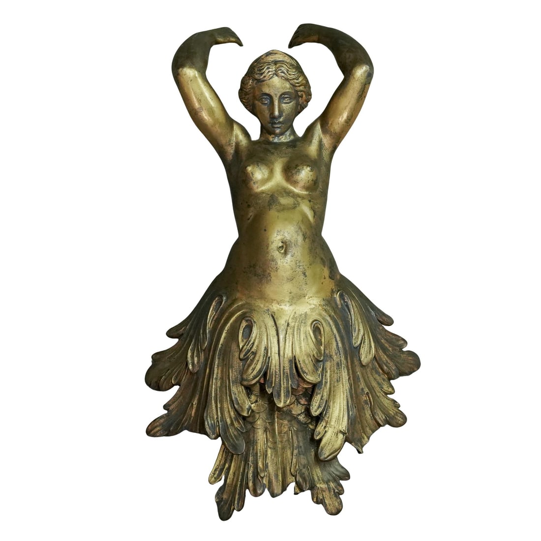 Antique Gilt Brass Wall Mount Mermaid Figure (1 of 4)