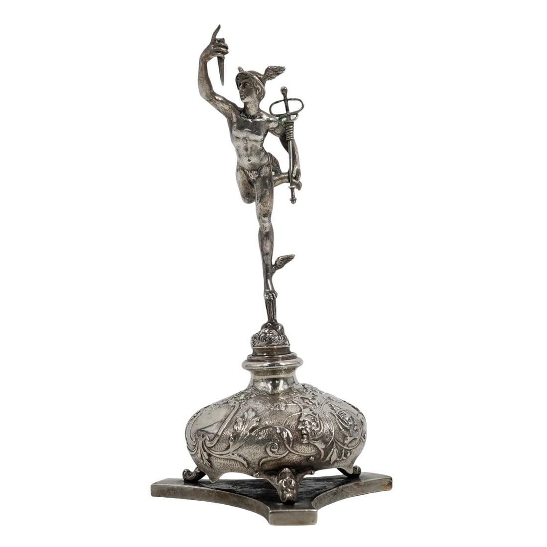 Antique Umberto Frilli Firenzi 800 Silver Figure of God Mercury: Antique Umberto Frilli Firenzi 800 Silver Figure of God Mercury 1890-1930, Italian The figure is modeled after the famous Renaissance sculpture by Giambologna. It depicts Mercury, the messenger god,