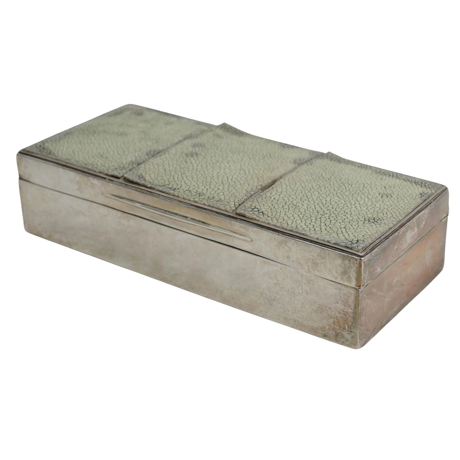 Art Deco English T&S Sterling Silver & Shagreen Cigarette Box (1 of 5)