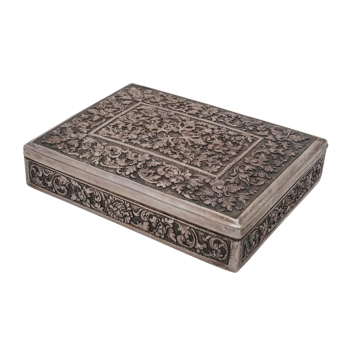 Antique Chinese Floral Embossed Silver Vanity Box (1 of 8)