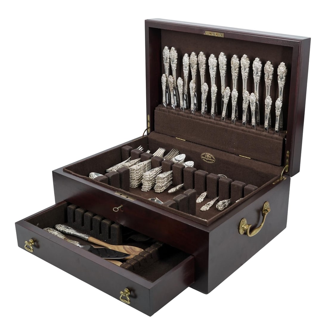 (108 pcs) Gorham "Crown Baroque" Sterling Silver Flatware Set: (108 pcs) Gorham "Crown Baroque" Sterling Silver Flatware Set 20th century, American A set of 108 Gorham sterling silver flatware in the "Crown Baroque" pattern (manufactured 1975-1991). Each marked