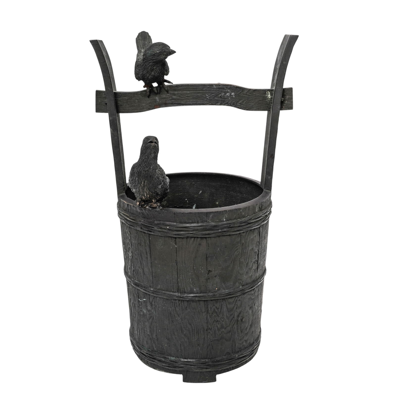 Kiryu Koshu Kaisha Meiji Cast Metal Japanese Planter: Kiryu Koshu Kaisha Meiji Cast Metal Japanese Planter 1868-1912, Japanese Meiji Period Cast Metal Japanese planter with Birds made by Kiryu Koshu Kaisha (The first Japanese Manufacturing and Trading