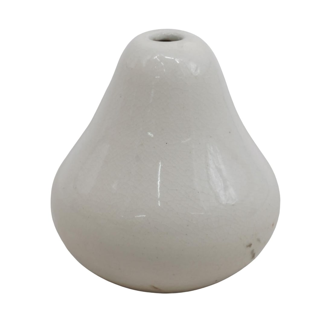 Chinese Qing Dynasty Crackle-Glazed Water Dropper: Chinese Qing Dynasty Crackle-Glazed Water Dropper18th-19th c., ChinaAntique Chinese pear-shaped pottery water pot/dropper featuring a white crackle glaze.Provenance: Private Palm Beach Estate.H: 2.85"