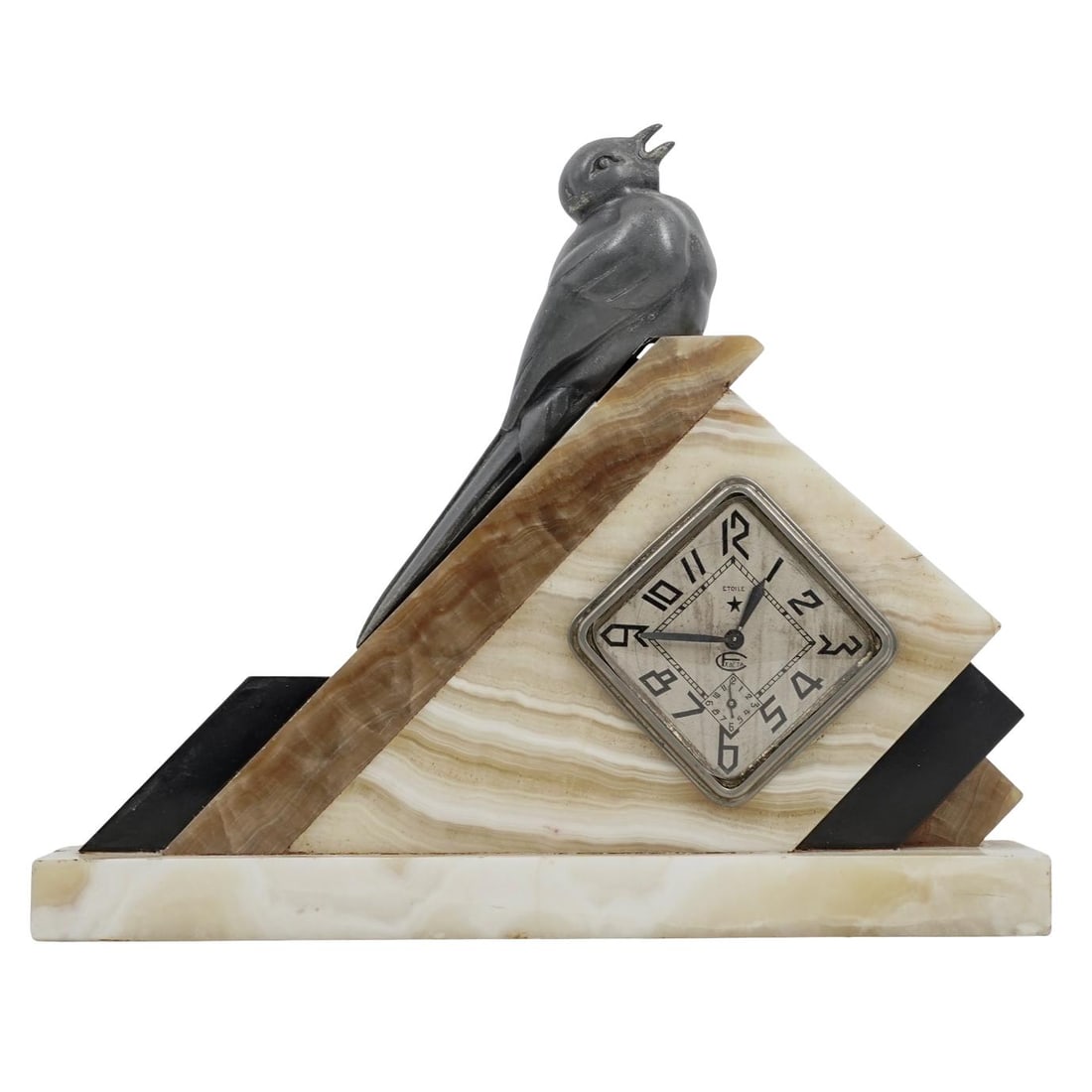 Art Deco Exacta Movement Etoile Onyx Mantel Clock (1 of 7)