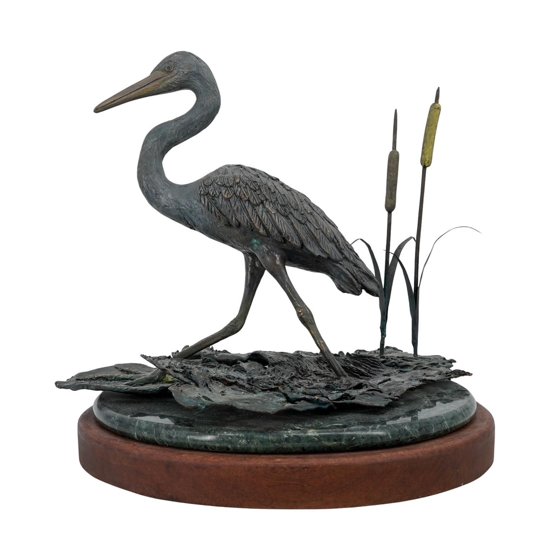 Pete Johnston (20th century, Bahamian) Bronze Great Blue Heron Sculpture (1 of 9)