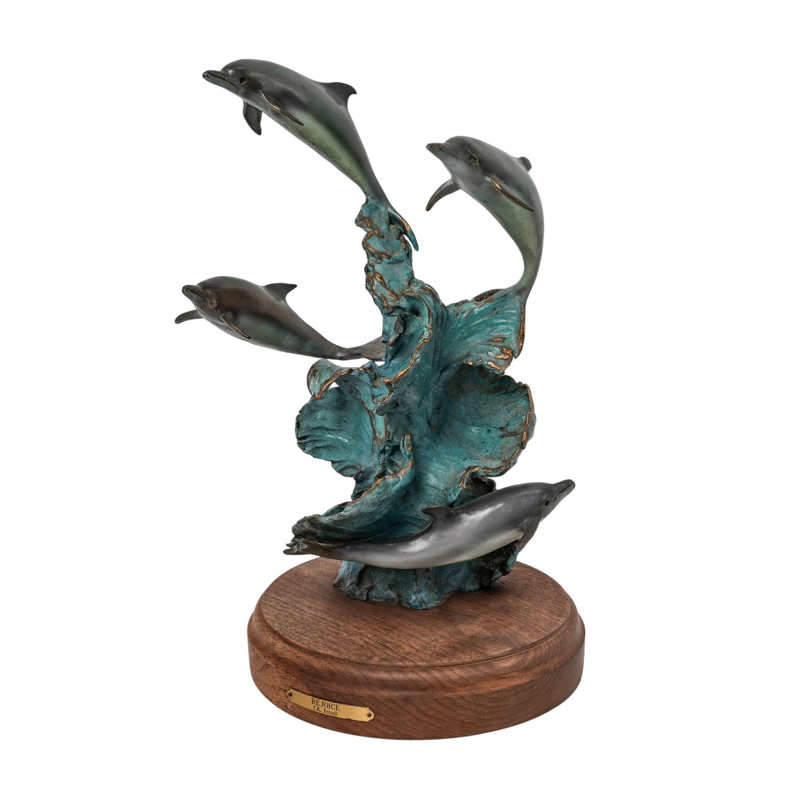 Catherine Klemann Ferell (American b. 1947) Large Dolphin Bronze sculpture "Rejoice" (1 of 8)