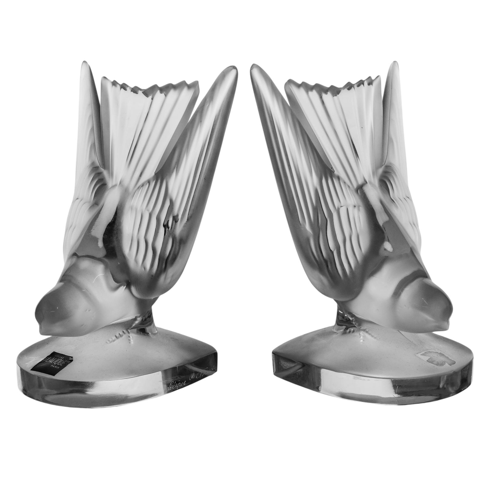 Pair Of Lalique Hirondelles Crystal Bookends (1 of 8)