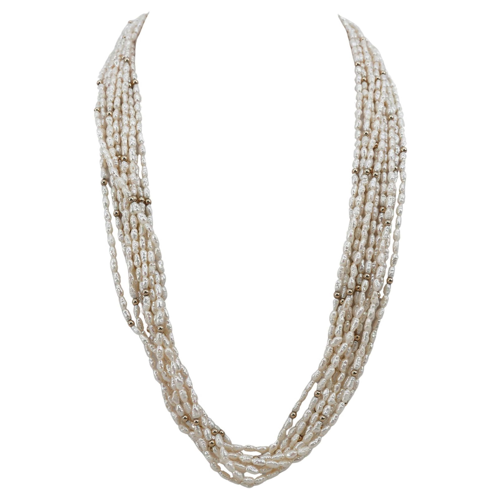 Vintage 14k Gold & Natural Pearl Beaded Necklace (1 of 7)