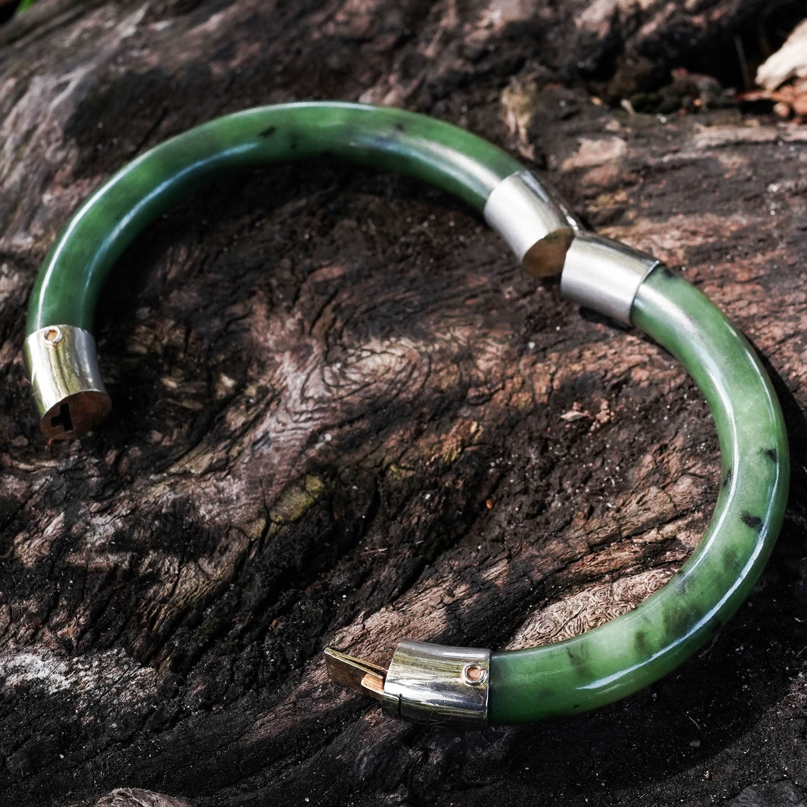 Chinese Spinach Jade Bangle Bracelet - 3