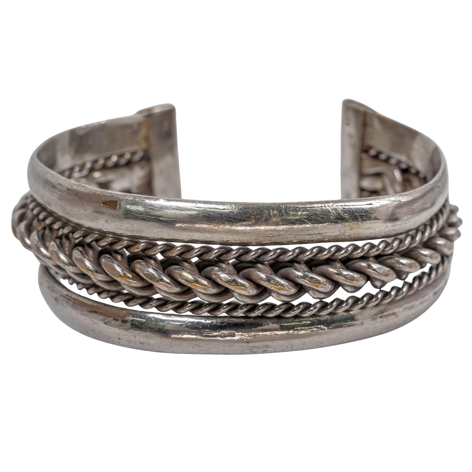 Vintage Braided Silver Plated Cuff Bracelet (1 of 3)