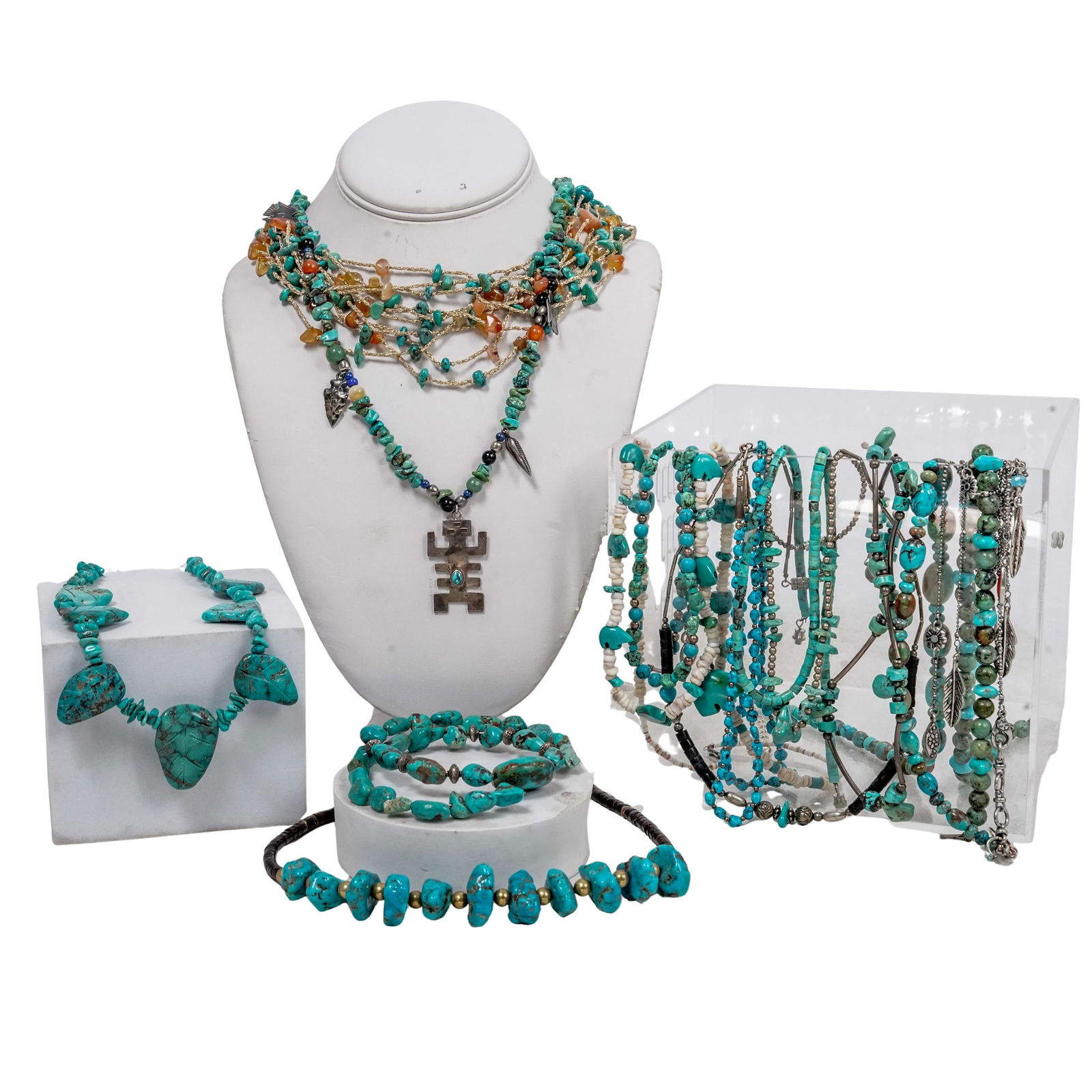 (16 pcs) Turquoise Beaded Necklaces (1 of 4)