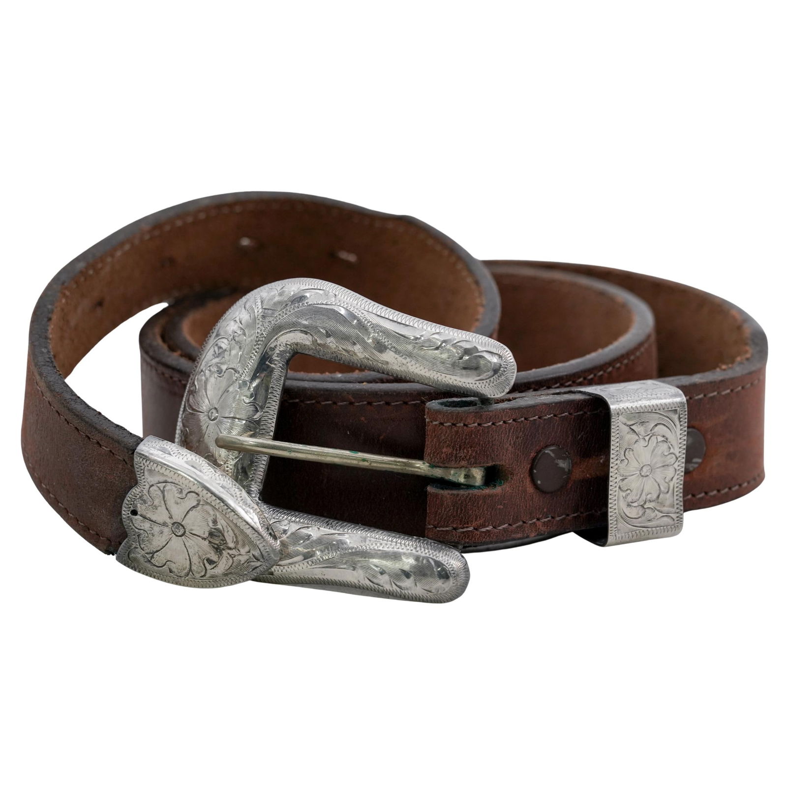 Vogt Mexican Sterling Silver and Leather Belt (1 of 4)