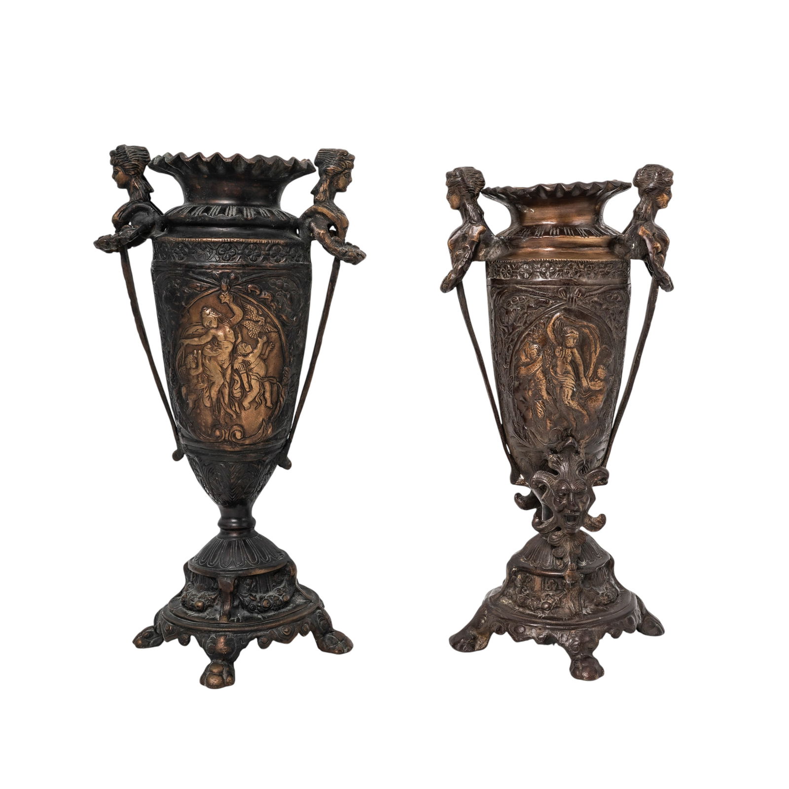 Pair of French Neoclassical Figural Bronze Vases (1 of 10)