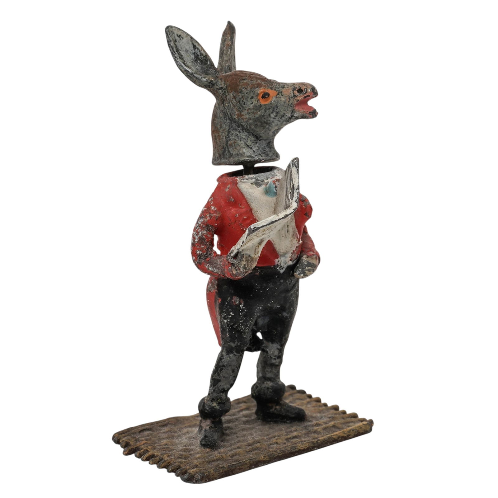 Antique Viennese Cold Painted Metal Nodding Donkey Figure (1 of 5)