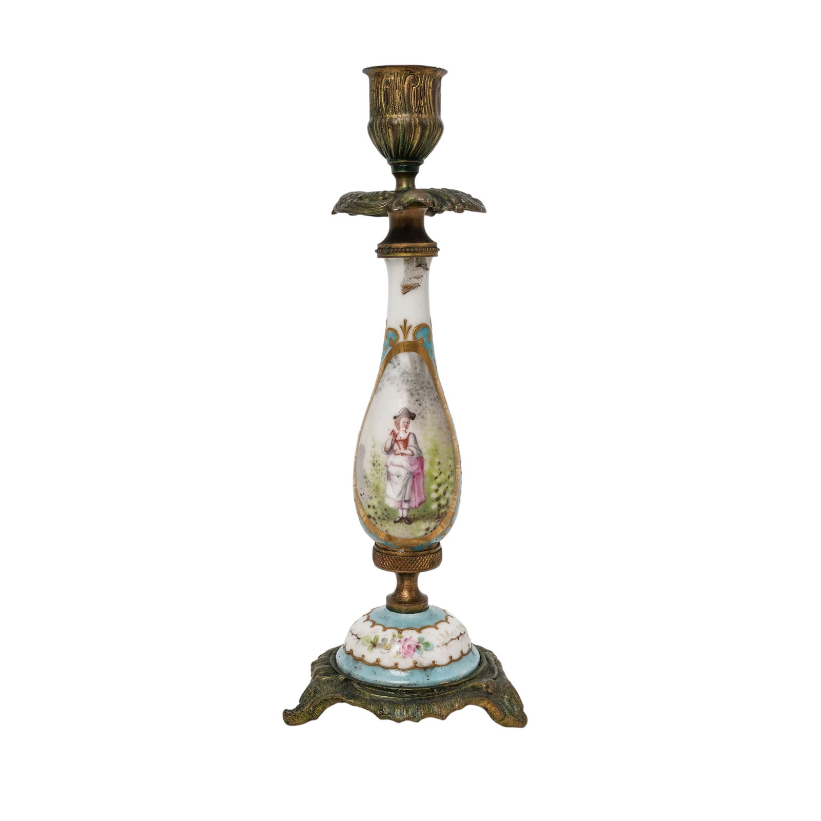 Antique Sevres L. Henrye Bronze & Porcelain Candlestick (1 of 8)
