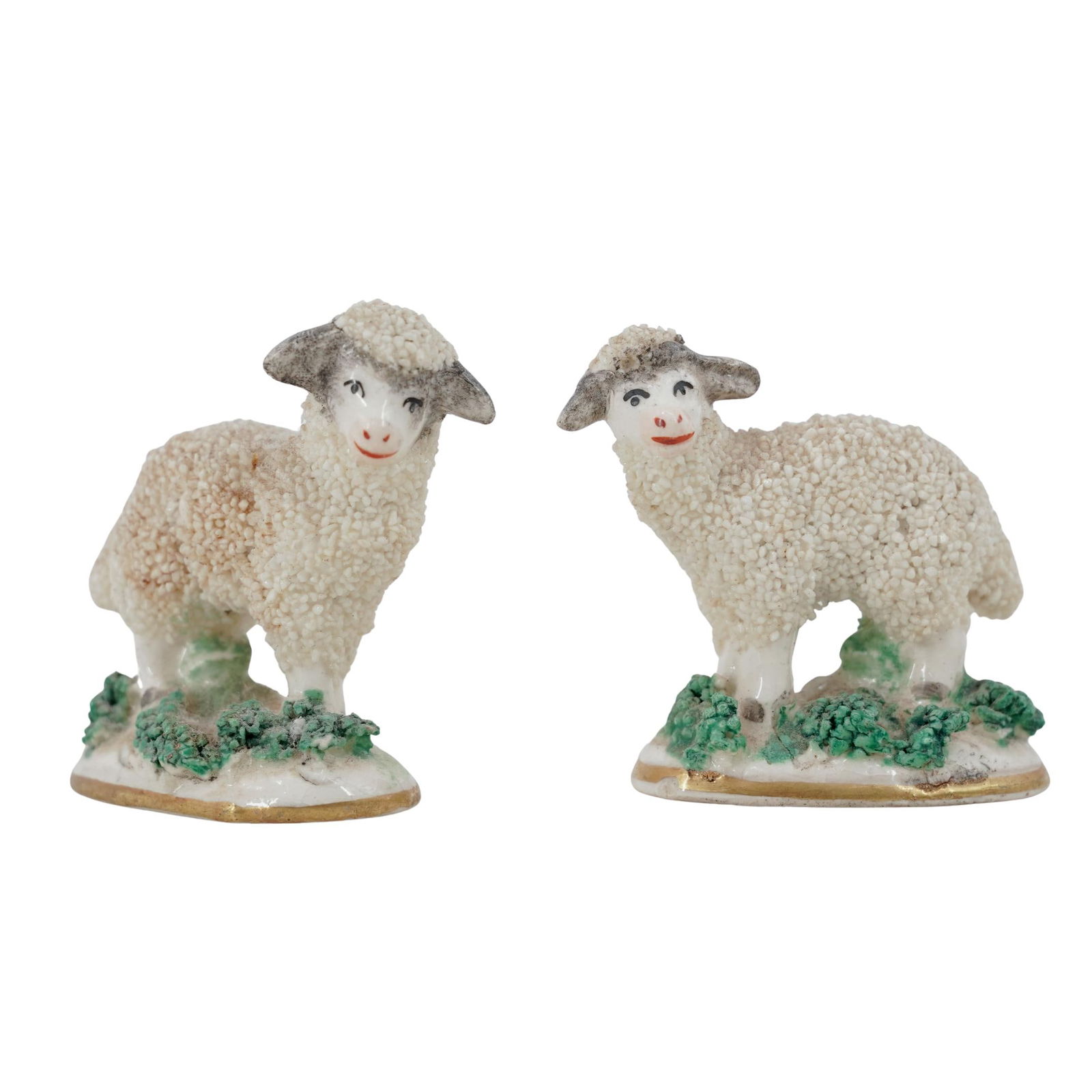 (2pc) Antique German Porcelain Sheep Miniatures (1 of 4)