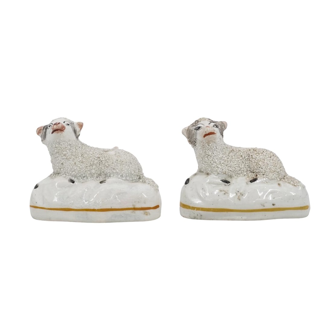 Pair Of Victorian Staffordshire Pottery Sheep Figurines (1 of 5)