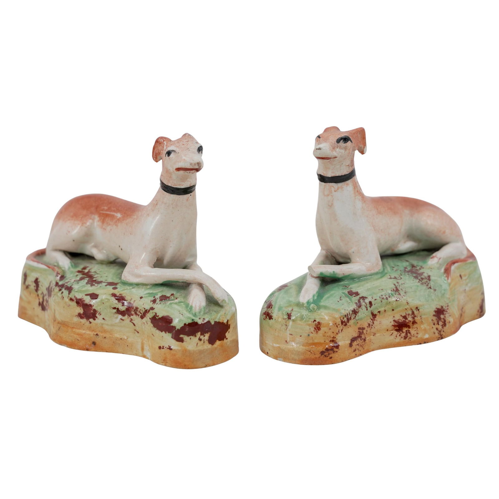 Pair of Staffordshire Porcelain Greyhound Figurines (1 of 4)