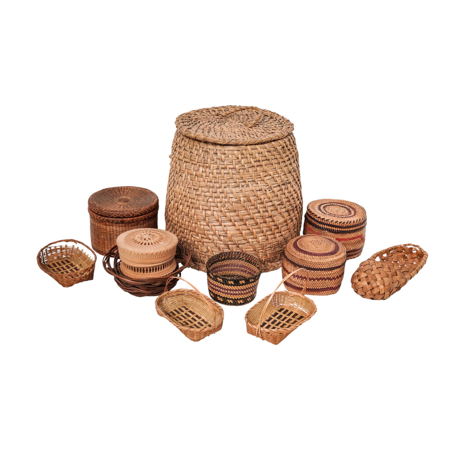 (11pc) Assorted Group Of Vintage Hand Woven Basket (1 of 11)