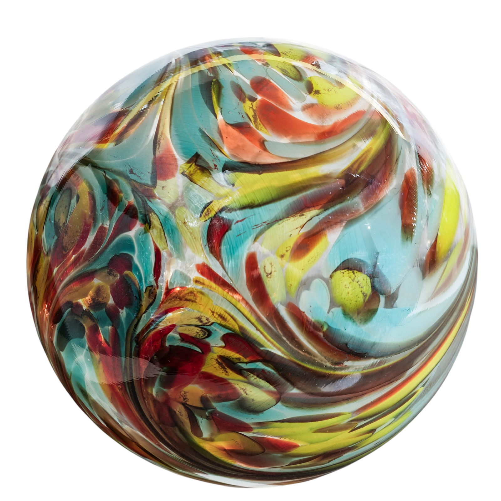 Signed Hand Blown Glass Sphere - 4