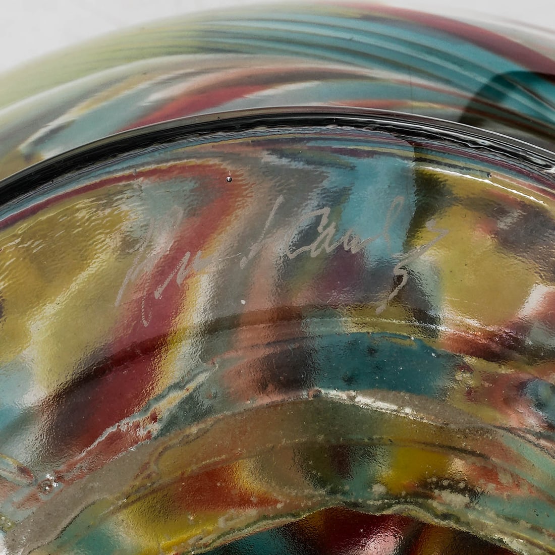 Signed Hand Blown Glass Sphere - 6