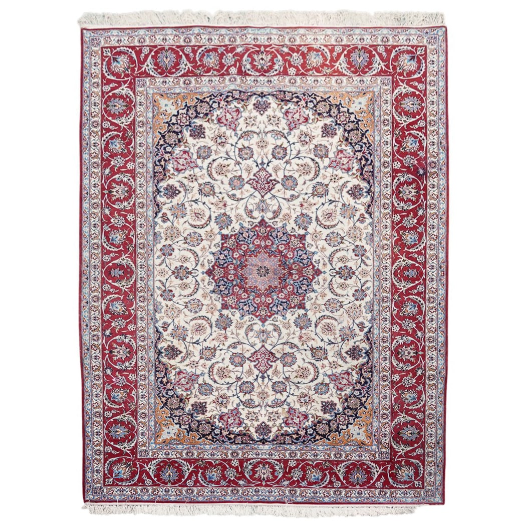 Signed Large Persian Wool and Silk Isfahan Rug (1 of 7)