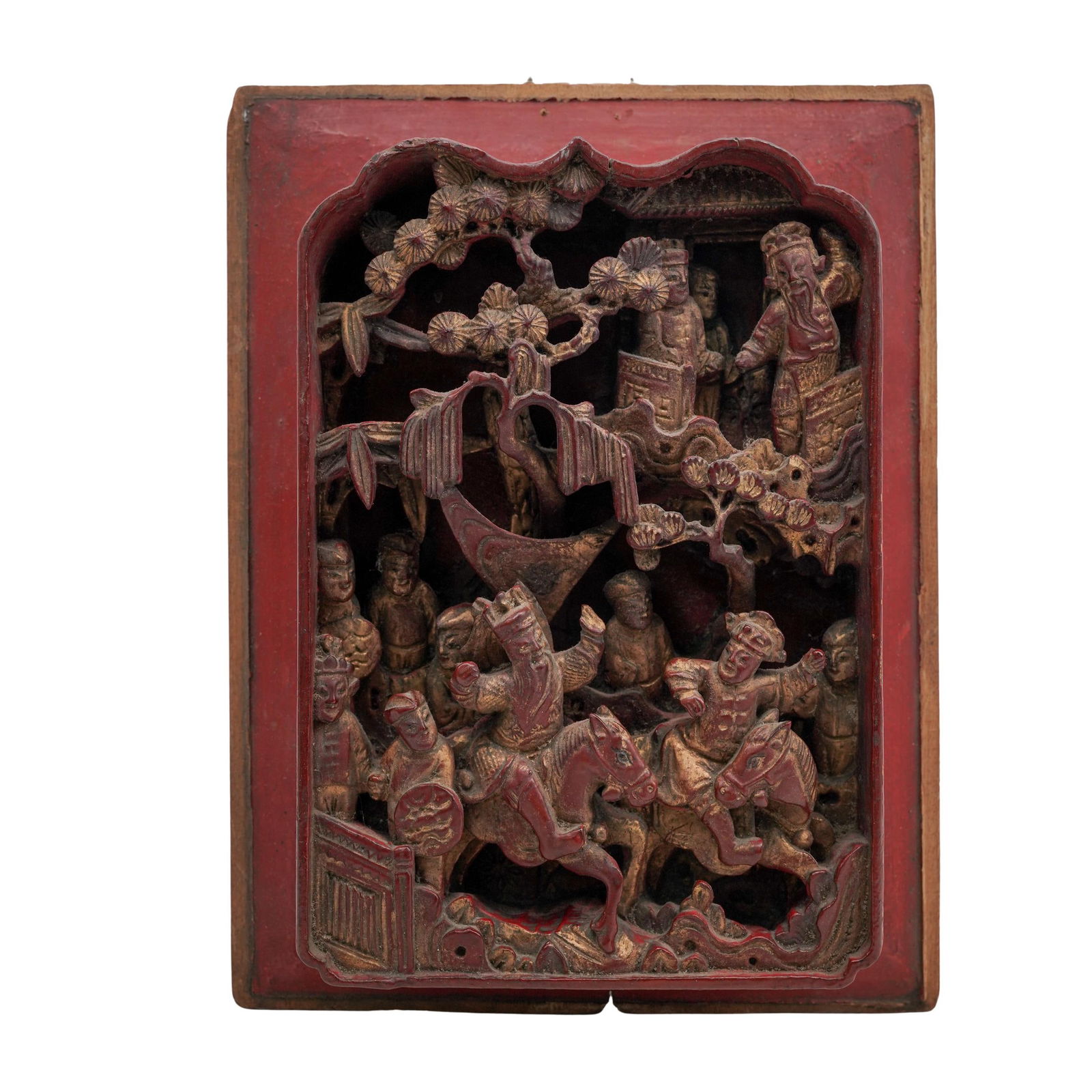Antique Chinese Lacquered & Gilt Wood Plaque (1 of 7)