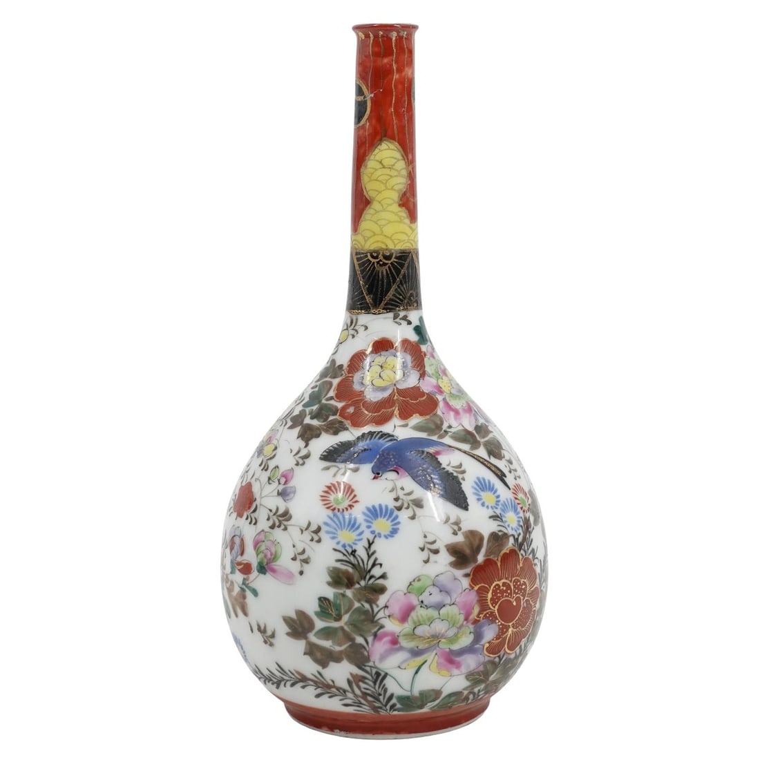 Japanese Kutani Ware Porcelain Bottle Shaped Vase (1 of 5)