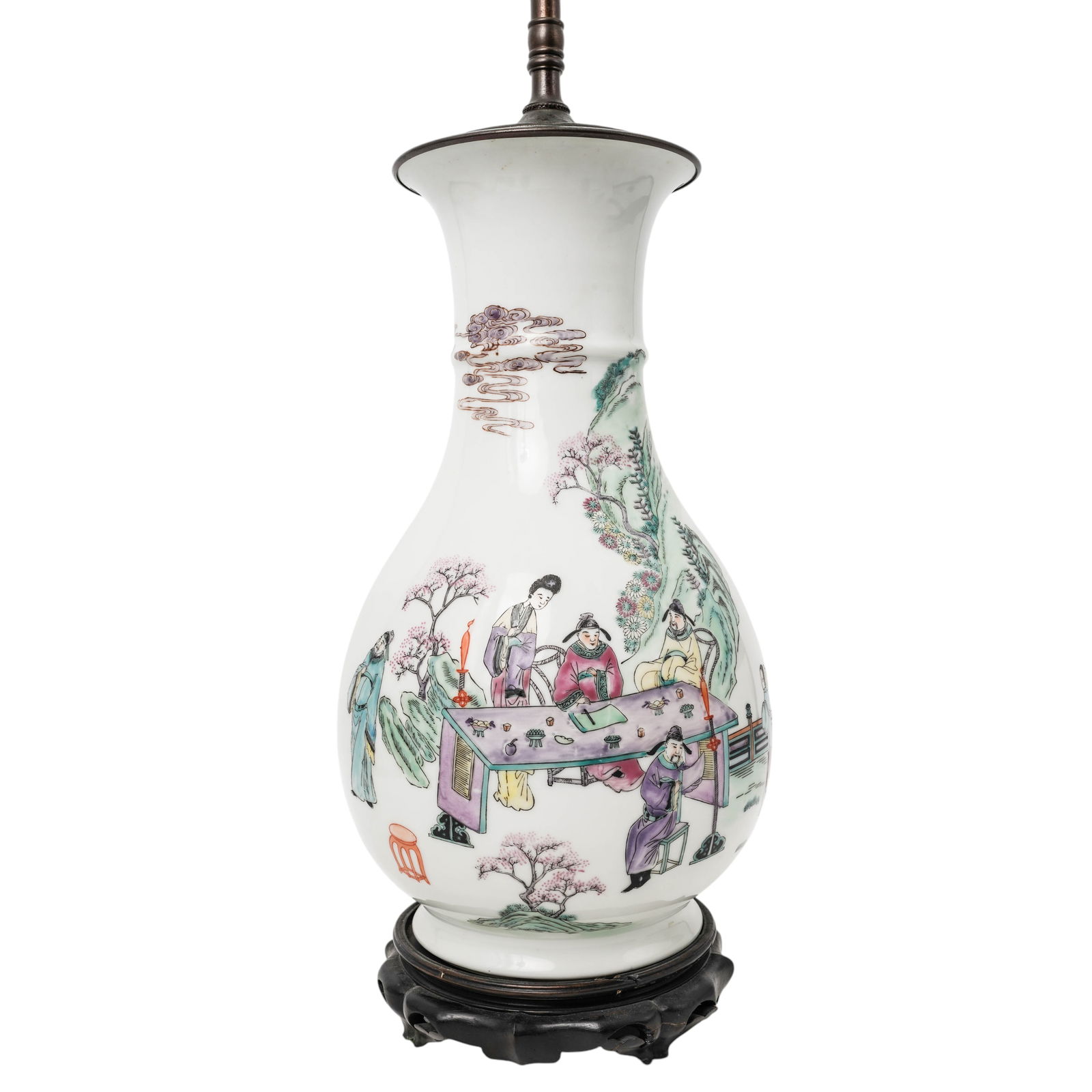 Antique Chinese Famille Rose Porcelain Table Lamp (1 of 7)