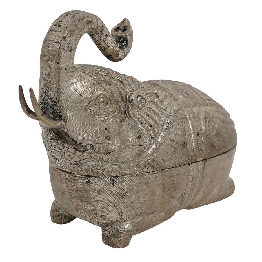 Southeast Asian Elephant Metal Lidded Container (1 of 6)