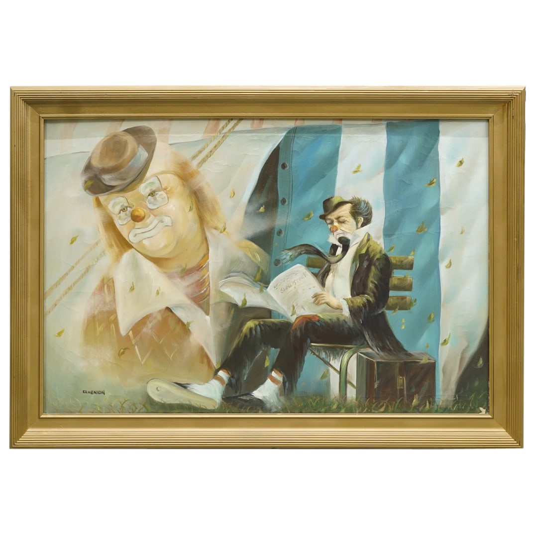 Signed D. Henion Oil on Canvas Clown Painting (1 of 4)