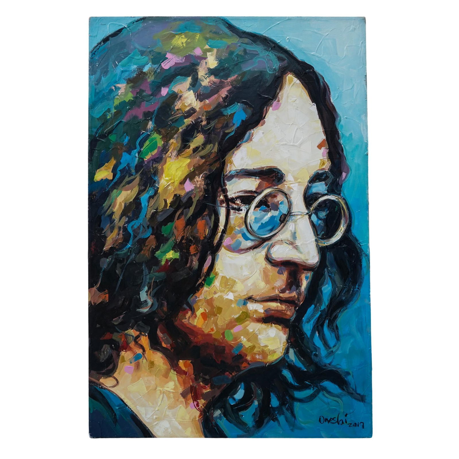 Oneslai Torres Carmenaty (Cuban, 21st cent.) John Lennon Oil on Canvas (1 of 7)