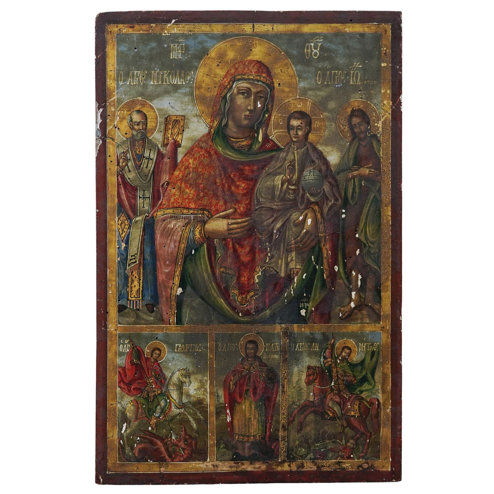 19th C. Greek Orthodox Hodegetria Icon Painting (1 of 5)