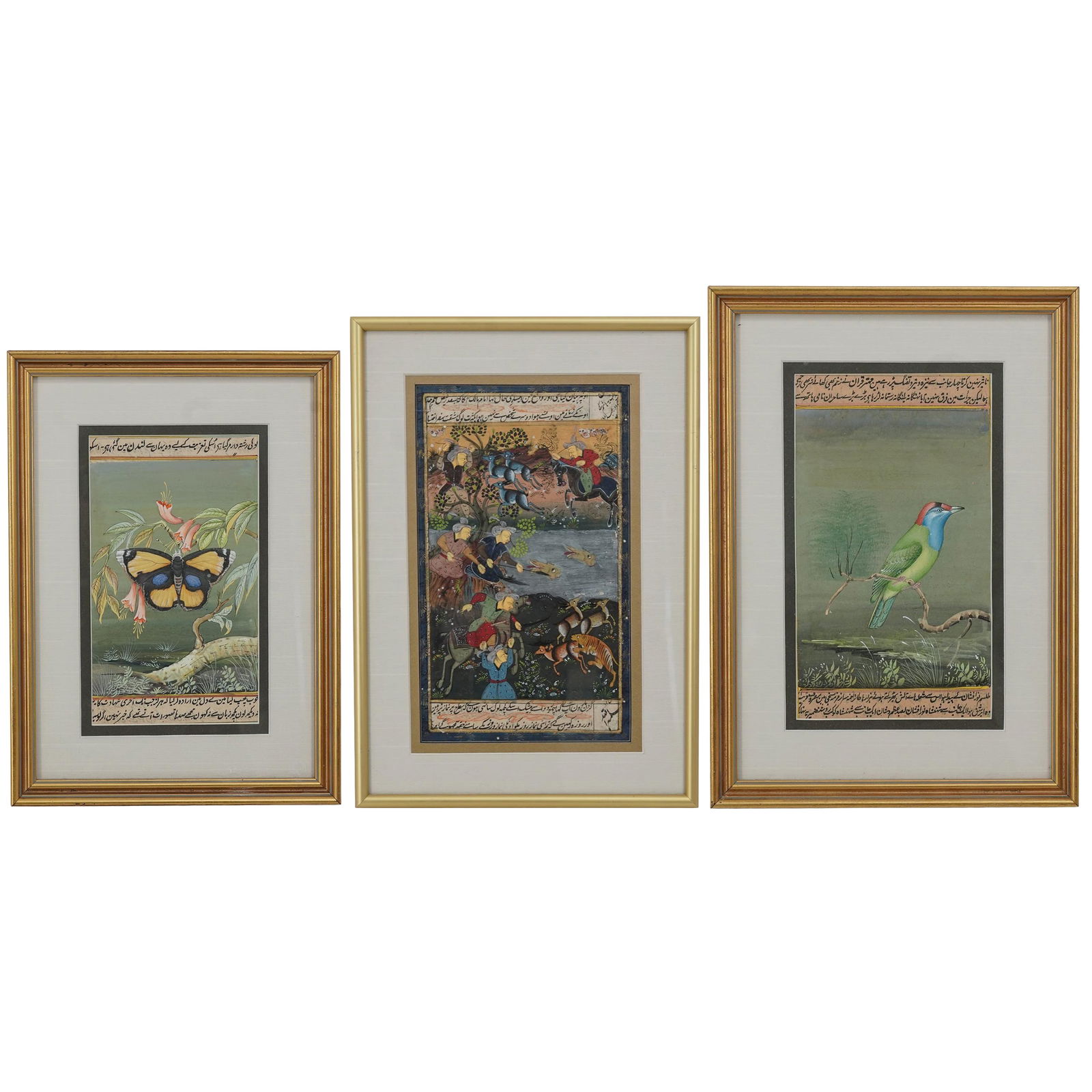 (3 pcs) Indo-Persian Mughal Gouache Nature Paintings (1 of 5)
