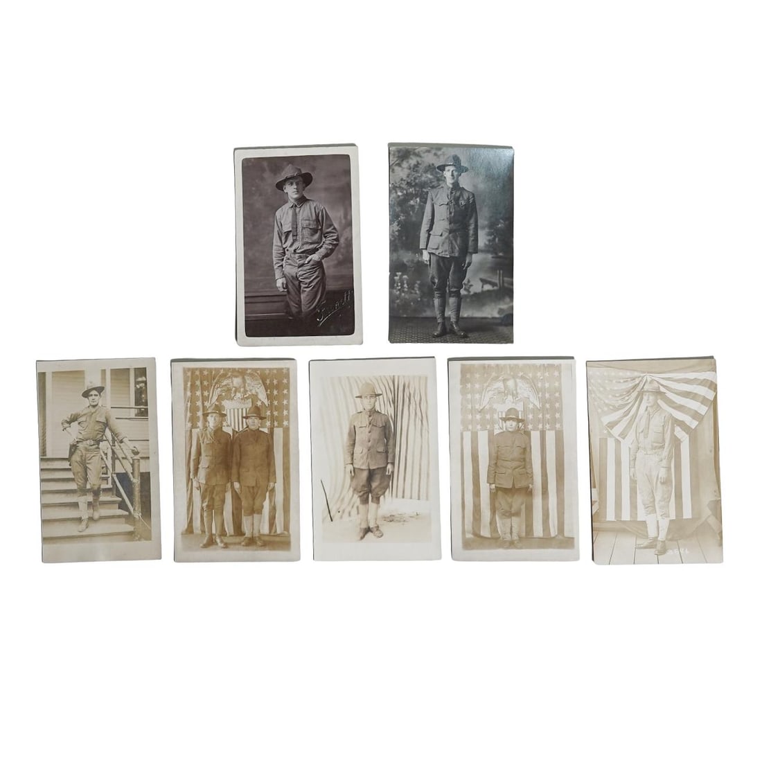 (7pc) Antique Assorted Group Of World War I Photographs: (7pc) Antique Assorted Group Of World War I Photographs Early 20th Cent., USA Assorted group of World War I era photographic portraits depicting uniformed soldiers, including images posed with