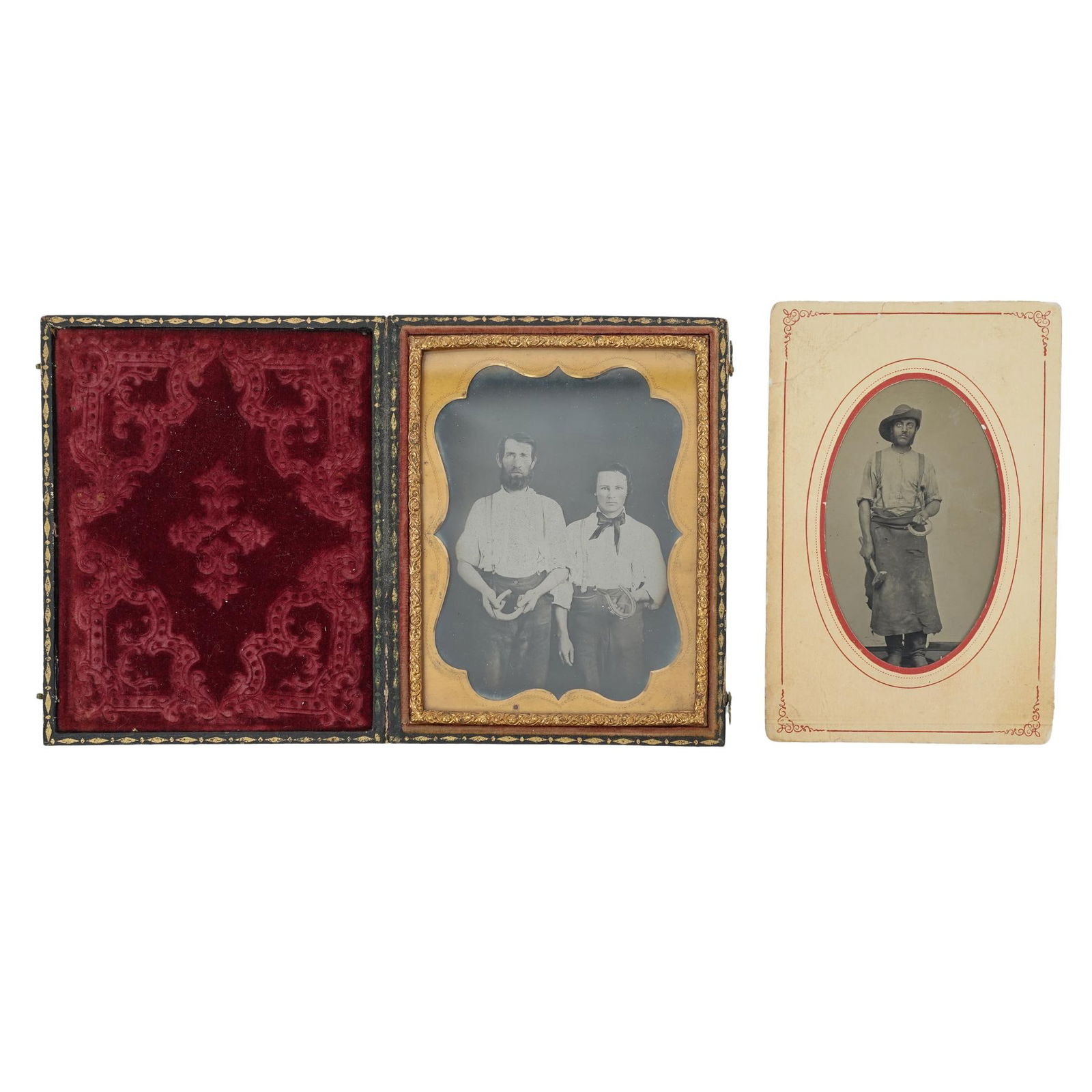(2pc) Antique Daguerreotypes Farrier Portraits (1 of 4)
