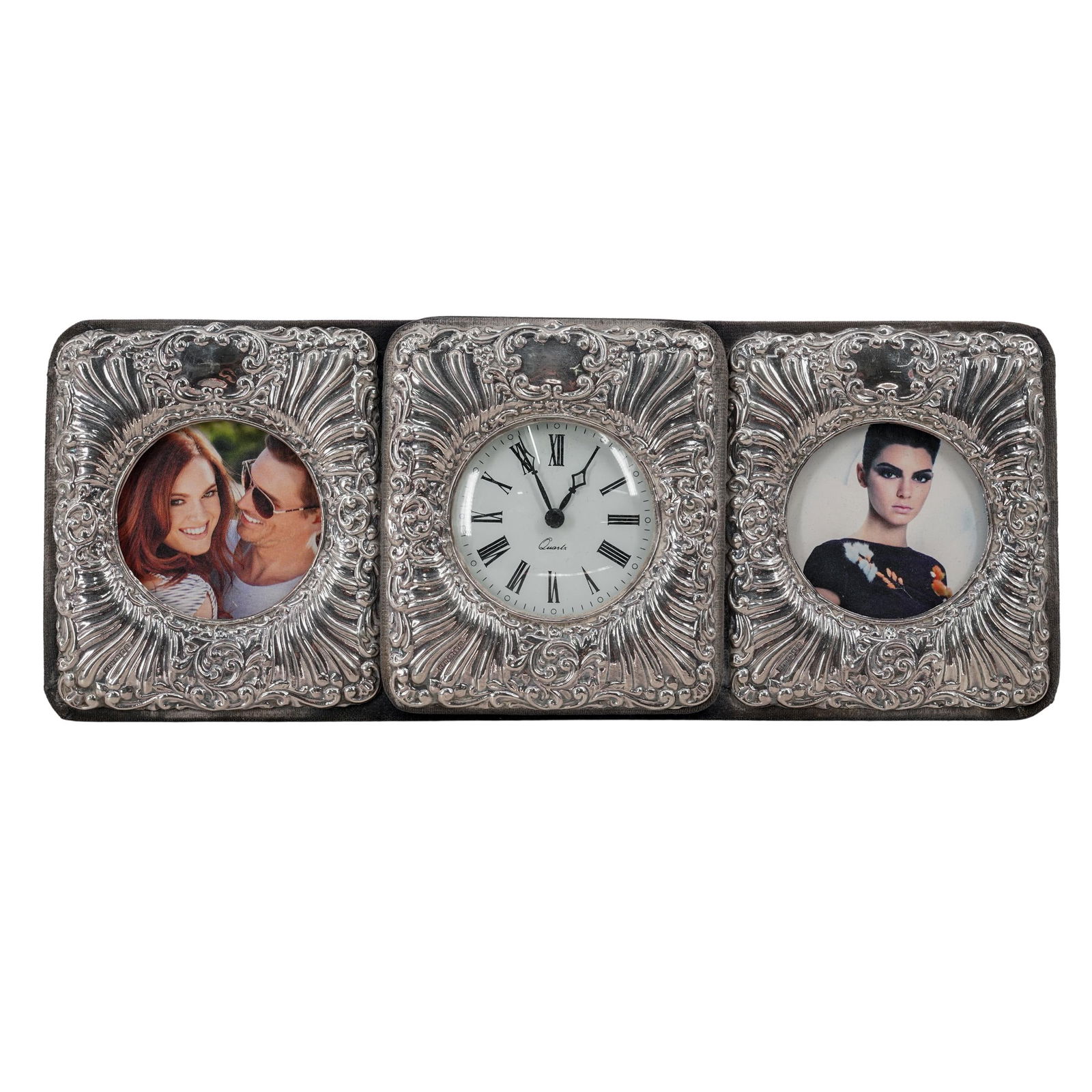 Keyford Frames Sterling Silver Clock and Double Frame