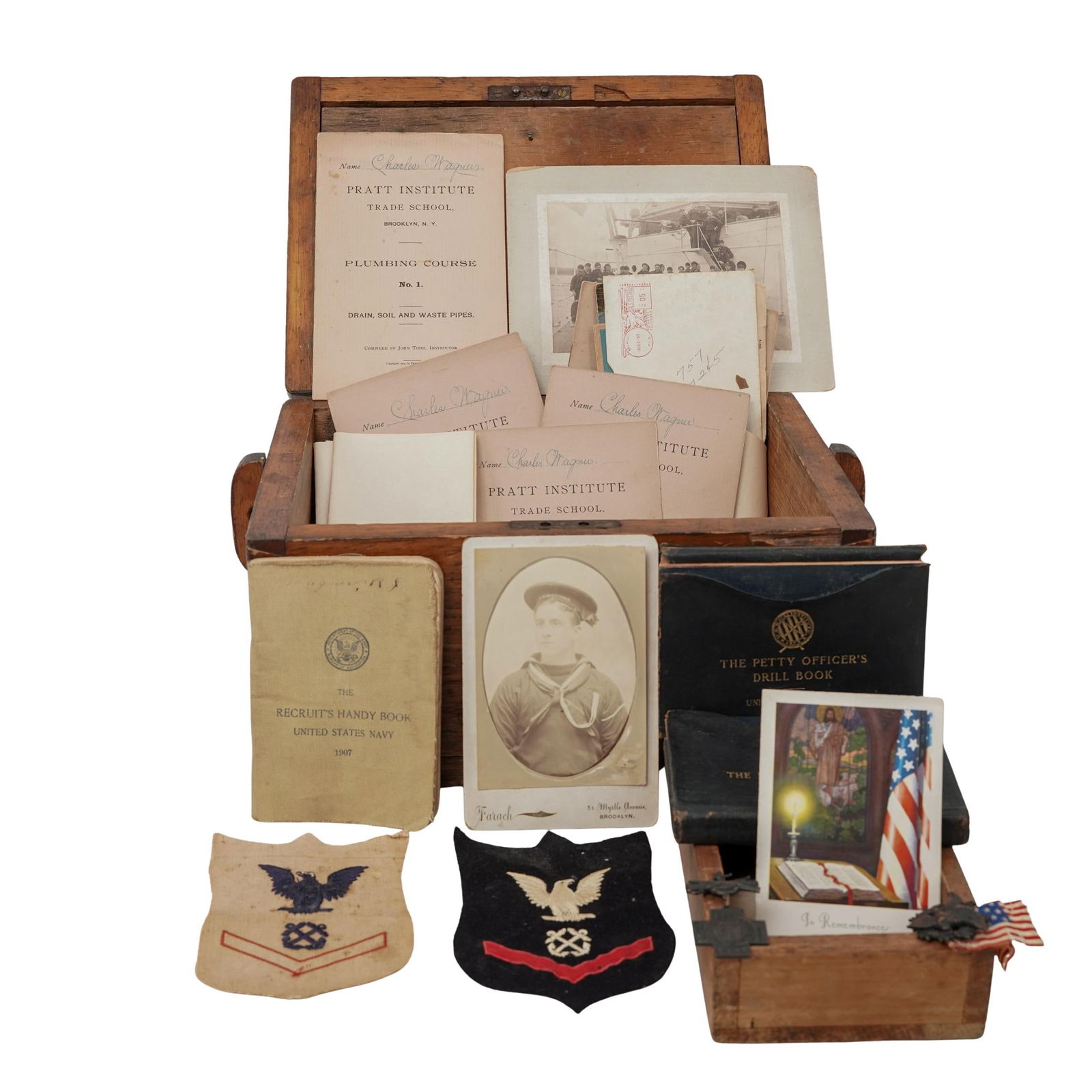 US Navy Military Archive: US Navy Military Archive Early 20th century, American (1) Rare United States Navy "The Petty Officer's Drill Book", first edition 1902. Stamped in cover page for the USS Amphitrite, marked as number