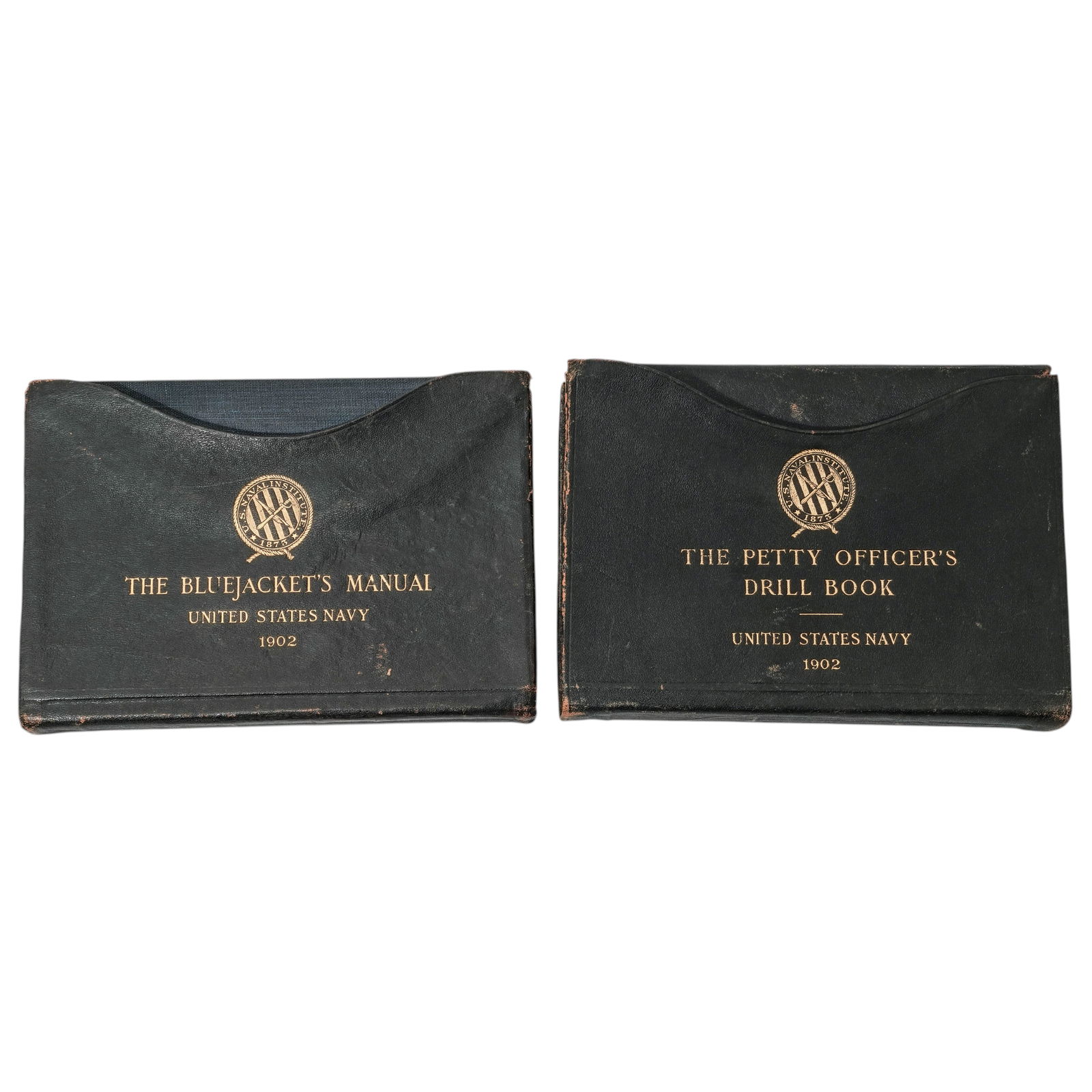 (2 pcs) Rare First Edition 1902 US Navy Bluejacket's Manual & Drill Book: (2 pcs) Rare First Edition 1902 US Navy Bluejacket's Manual & Drill Book 1902-1903, American (1) Rare United States Navy "The Petty Officer's Drill Book", first edition 1902. Stamped in cover page