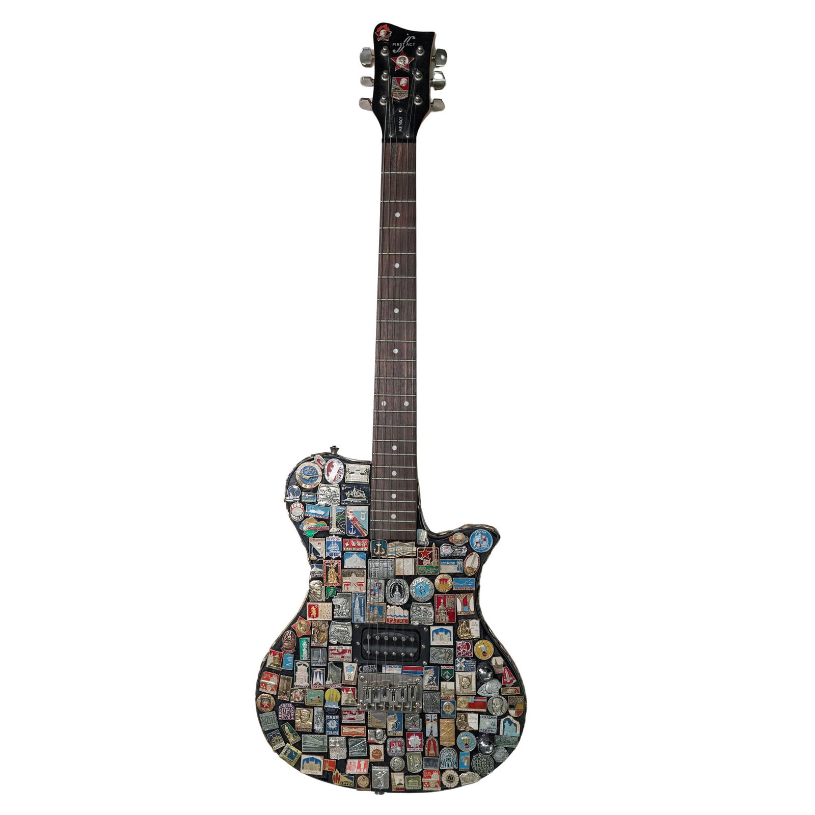 Electric Guitar Encrusted W/ Soviet & Russian Pins (1 of 15)