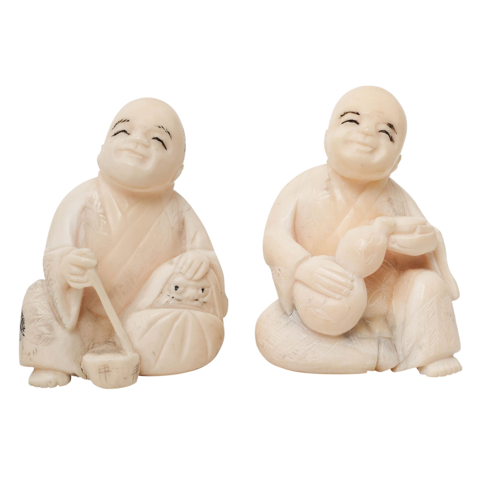 (2 pcs) Vintage Chinese Carved Bone Miniature Figurines (1 of 6)