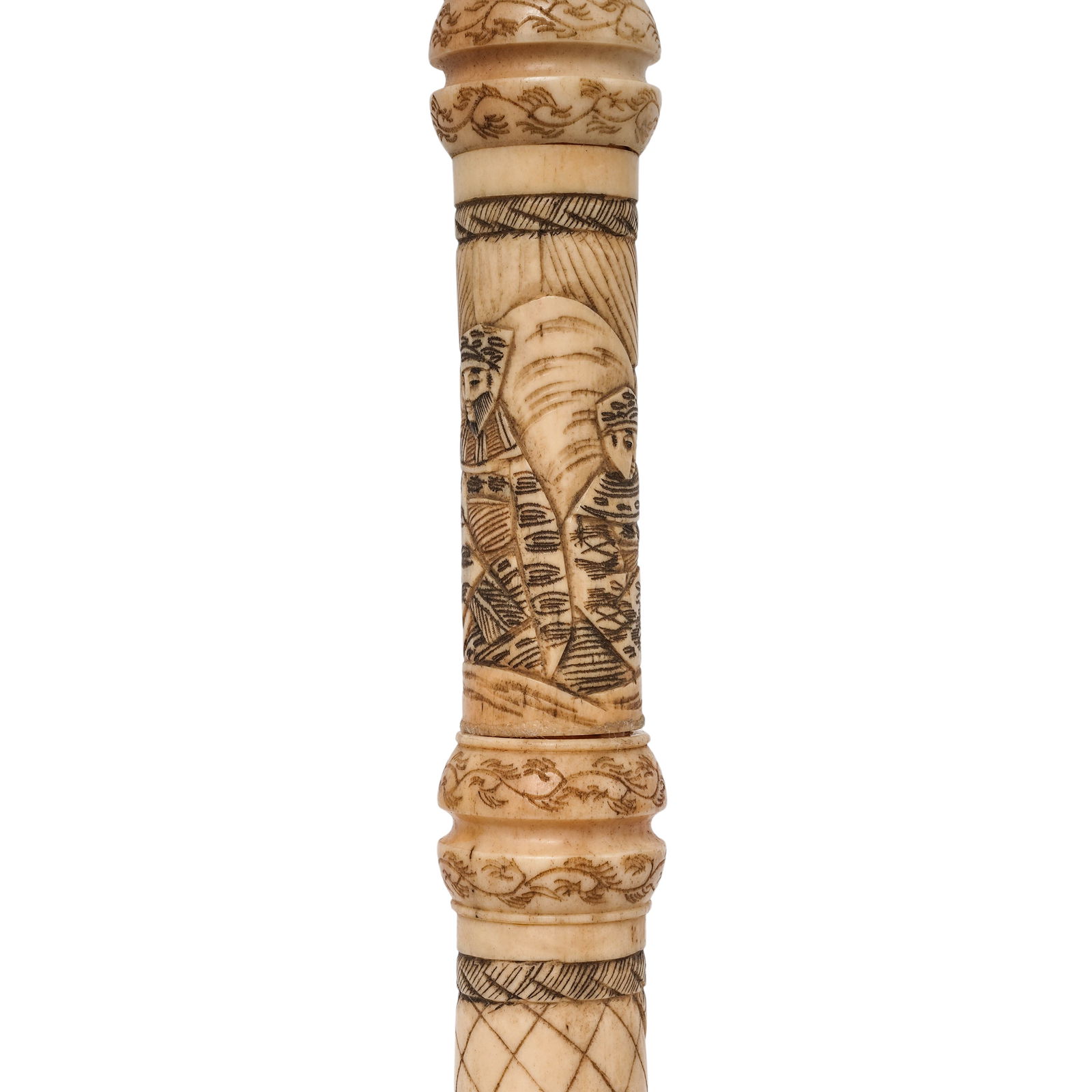 Chinese Carved Bone Large Candlestick - 3